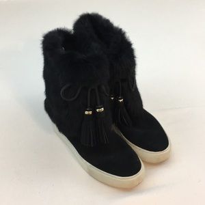 Tory Burch Angelica rabbit fur tassel booties